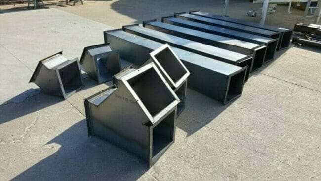 Steel Square Ductwork with Elbows and Flanges